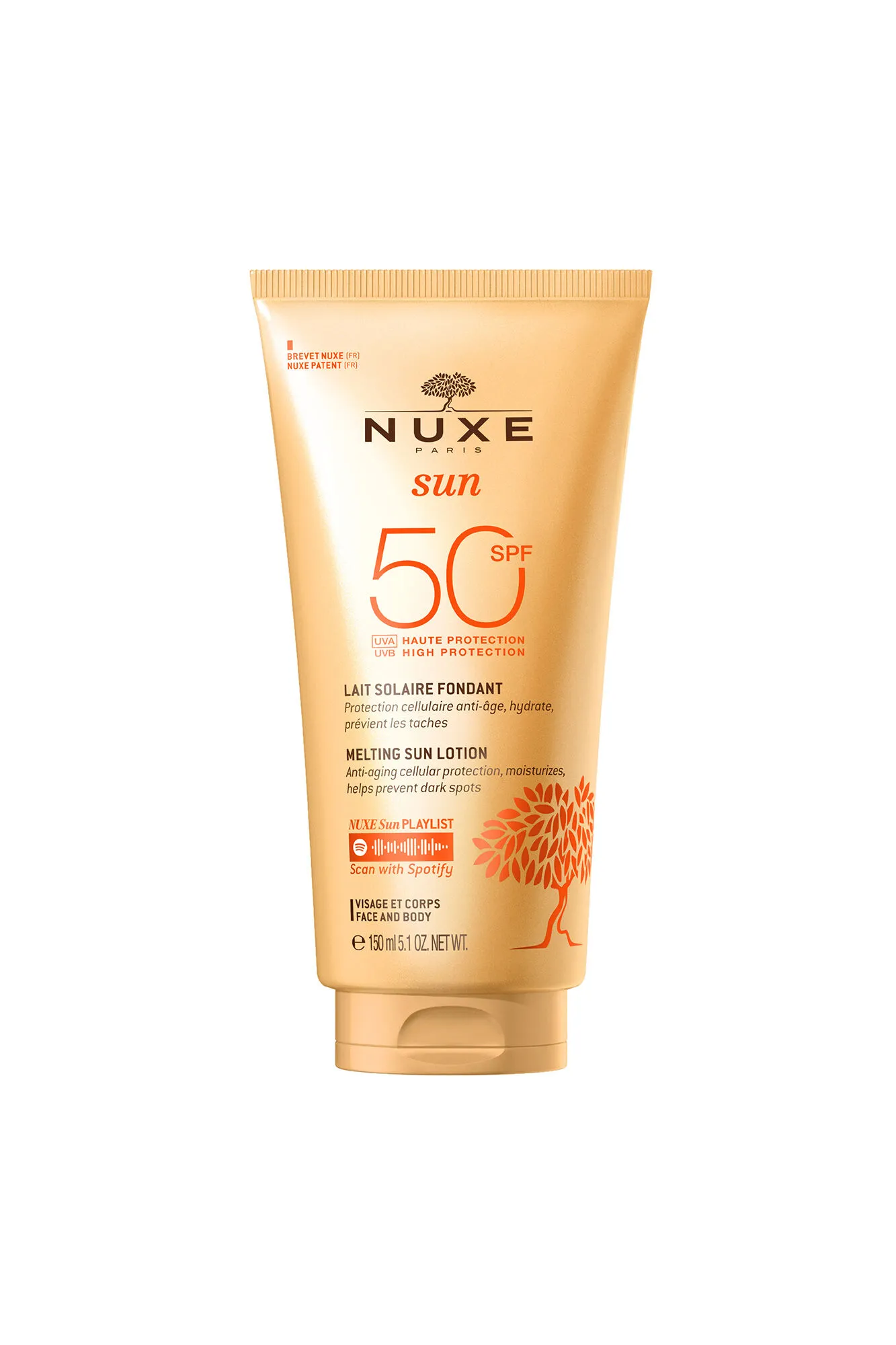 Nuxe Sun Leche Solar Fundente Alta Protección para Rostro y Cuerpo SPF 50