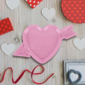 Plato de Plástico en Forma de Corazón, color Rosa, 42x25cm